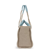 Chanel Small Deauville Shopping Tote Blue and Beige Boucle Light Gold Hardware