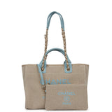 Chanel Small Deauville Shopping Tote Blue and Beige Boucle Light Gold Hardware