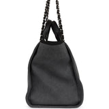 Chanel Medium Deauville Shopping Tote Dark Grey Denim Silver Hardware