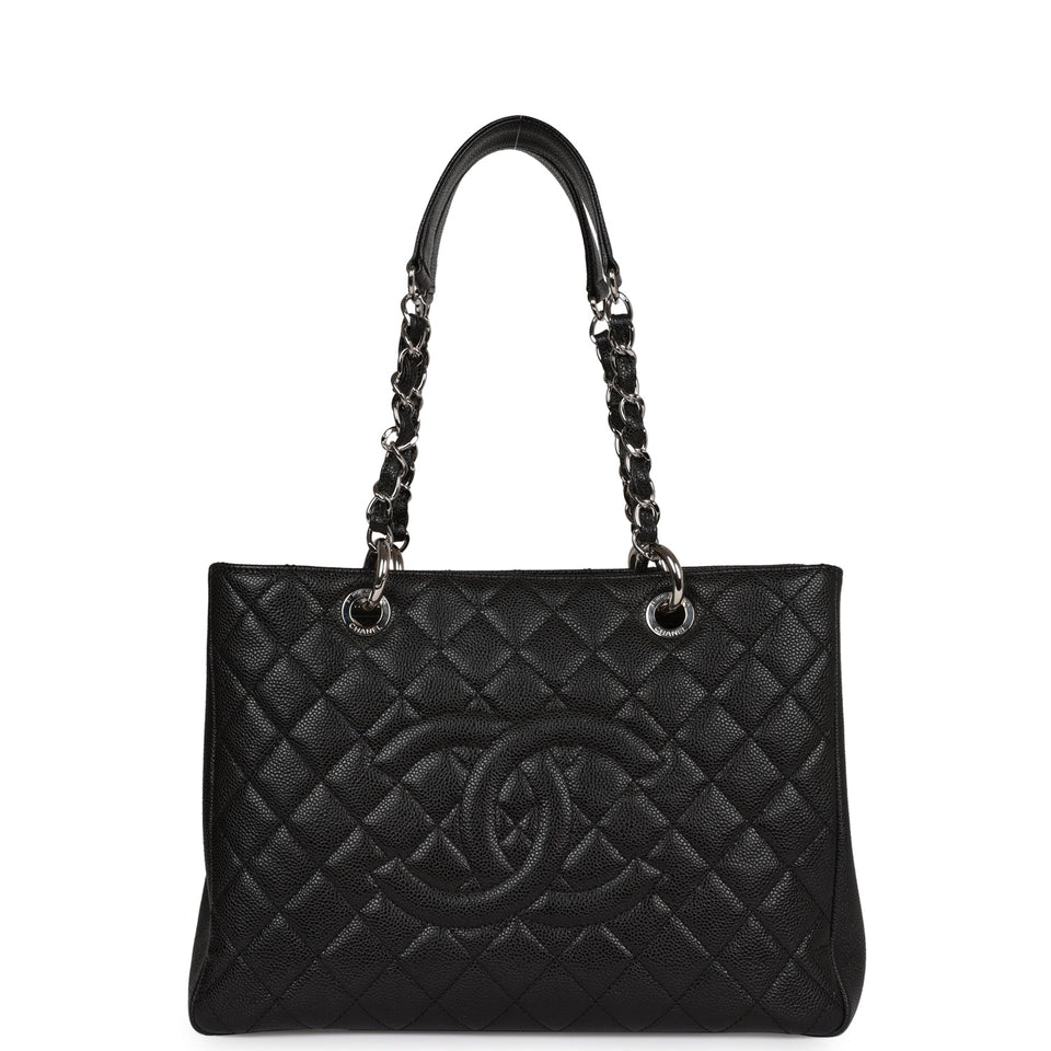 Chanel Grand Shopping Tote GST Black Caviar Silver Hardware