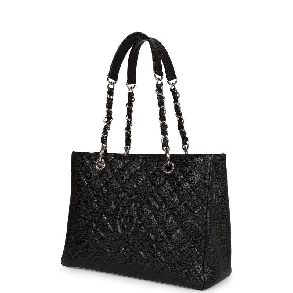 Chanel Grand Shopping Tote GST Black Caviar Silver Hardware