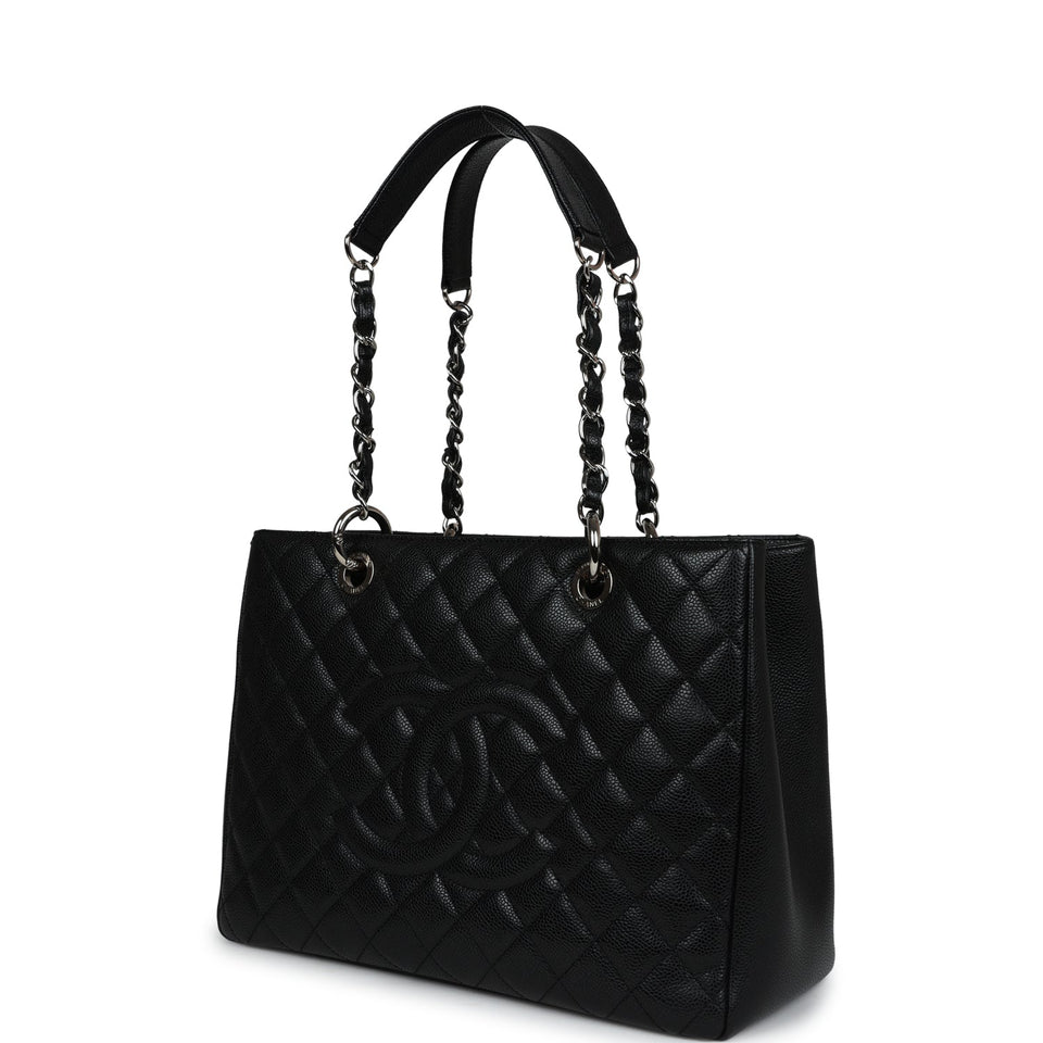 Chanel Grand Shopping Tote Bag Black Caviar Silver Hardware