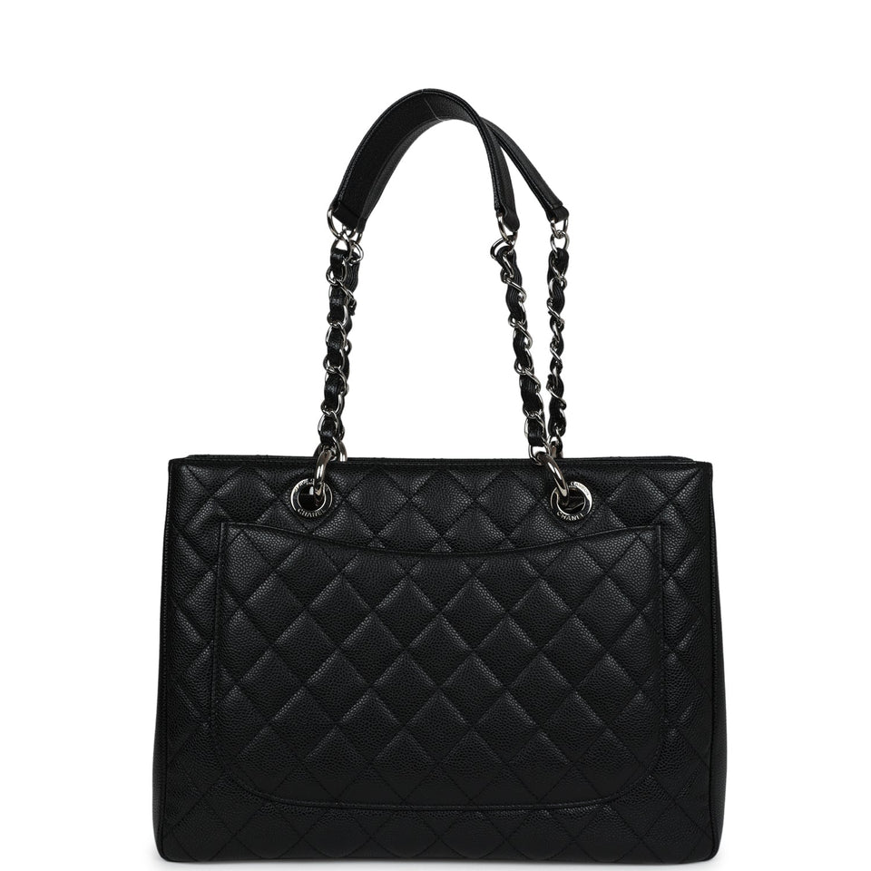 Chanel Grand Shopping Tote Bag Black Caviar Silver Hardware