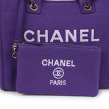 Chanel Small Deauville Shopping Tote Purple Canvas Gold Hardware