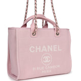Chanel Small Deauville Shopping Tote Light Pink Canvas Light Gold Hardware