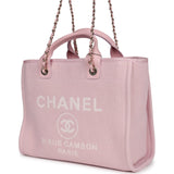 Chanel Small Deauville Shopping Tote Light Pink Canvas Light Gold Hardware