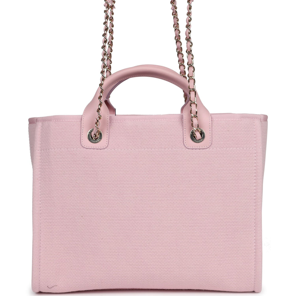 Chanel Small Deauville Shopping Tote Light Pink Canvas Light Gold Hardware