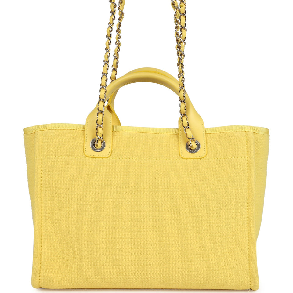 Chanel Small Deauville Shopping Tote Yellow Canvas Light Gold Hardware