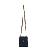 Chanel Vintage Mini Flap Bag Dark Blue Satin Gold Hardware