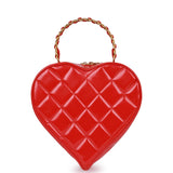 Chanel Vintage Heart Vanity Bag Red and Black Patent Antique Gold Hardware