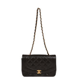 Chanel Vintage Small Diana Flap Bag Black Lambskin Gold Hardware