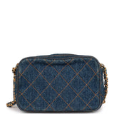 Chanel Vintage Mini Camera Bag Blue Denim Gold Hardware