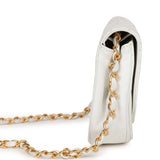 Chanel Vintage Half Moon Shoulder Bag White Lambskin Gold Hardware