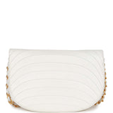 Chanel Vintage Half Moon Shoulder Bag White Lambskin Gold Hardware