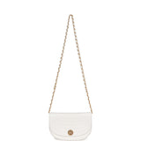 Chanel Vintage Half Moon Shoulder Bag White Lambskin Gold Hardware