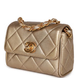 Chanel Vintage Nano Flap Bag Gold Metallic Lambskin Gold Hardware
