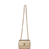 Chanel Vintage Nano Flap Bag Gold Metallic Lambskin Gold Hardware