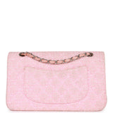 Chanel Vintage Medium Classic Double Flap Bag Pink Tweed Silver Hardware