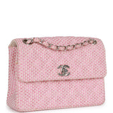 Chanel Vintage Classic Mini Flap Bag Pink Tweed Silver Hardware