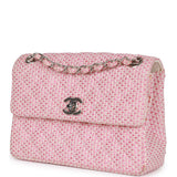 Chanel Vintage Classic Mini Flap Bag Pink Tweed Silver Hardware