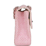 Chanel Vintage Classic Mini Flap Bag Pink Tweed Silver Hardware