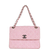 Chanel Vintage Classic Mini Flap Bag Pink Tweed Silver Hardware