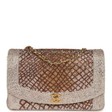 Custom Swarovski Crystal Chanel Vintage Medium Diana Flap Bag Beige Lambskin Gold Hardware