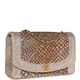 Custom Swarovski Crystal Chanel Vintage Medium Diana Flap Bag Beige Lambskin Gold Hardware