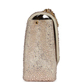 Custom Swarovski Crystal Chanel Vintage Medium Diana Flap Bag Beige Lambskin Gold Hardware