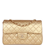 Chanel Vintage Small Classic Double Flap Bag Gold Metallic Lambskin Gold Hardware