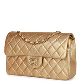 Chanel Vintage Small Classic Double Flap Bag Gold Metallic Lambskin Gold Hardware