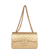 Chanel Vintage Small Classic Double Flap Bag Gold Metallic Lambskin Gold Hardware