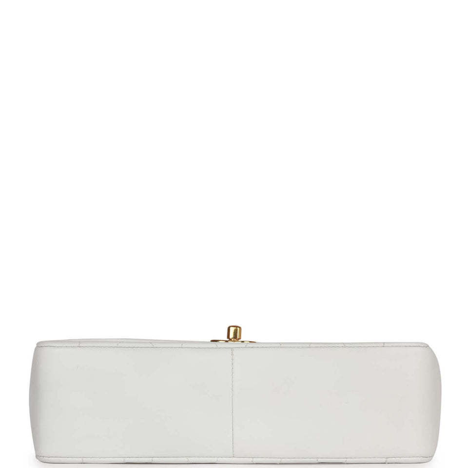 Chanel Vintage Medium Diana Flap Bag White Lambskin Gold Hardware