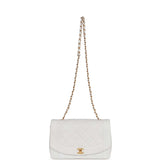 Chanel Vintage Medium Diana Flap Bag White Lambskin Gold Hardware