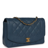 Chanel Vintage Medium Diana Flap Bag Blue Caviar Gold Hardware