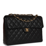Chanel Vintage Jumbo Classic Single Flap Bag Black Caviar Gold Hardware