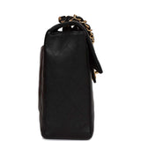 Chanel Vintage Jumbo Classic Single Flap Bag Black Caviar Gold Hardware