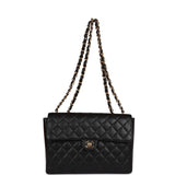 Chanel Vintage Jumbo Classic Single Flap Bag Black Caviar Gold Hardware