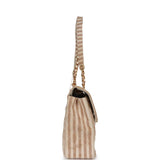 Chanel Vintage XXL Travel Flap Bag Striped Linen Gold Hardware