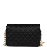 Chanel Vintage Gripoix Pearl Chain Bag Black Satin Gold Hardware