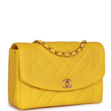 Chanel Vintage Medium Diana Flap Bag Yellow Lambskin Gold Hardware