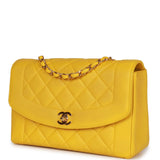 Chanel Vintage Medium Diana Flap Bag Yellow Lambskin Gold Hardware