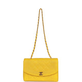 Chanel Vintage Medium Diana Flap Bag Yellow Lambskin Gold Hardware