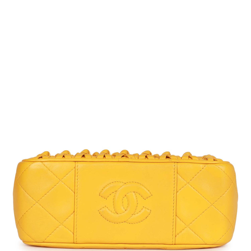 Chanel Vintage Knotted Camera Bag Yellow Lambskin Gold Hardware
