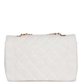 Chanel Vintage Medium Diana Flap Bag White Caviar Gold Hardware