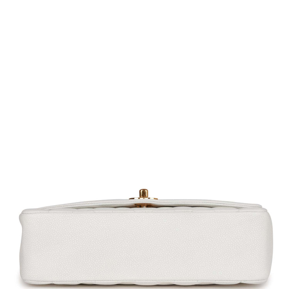 Chanel Vintage Medium Diana Flap Bag White Caviar Gold Hardware