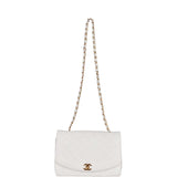 Chanel Vintage Medium Diana Flap Bag White Caviar Gold Hardware