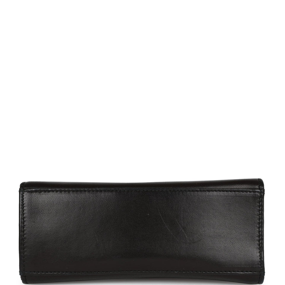 Chanel Vintage Flap Bag with Top Handle Black Lambskin Gold Hardware
