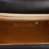 Chanel Vintage Flap Bag with Top Handle Black Lambskin Gold Hardware