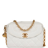 Chanel Vintage Camera Bag White Caviar Gold Hardware